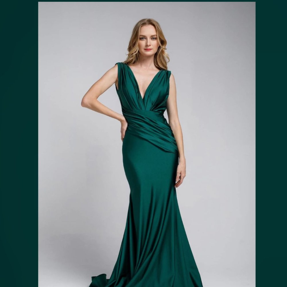 Amelia Couture 370 Bodycon Stretchy Dress Emerald Green
